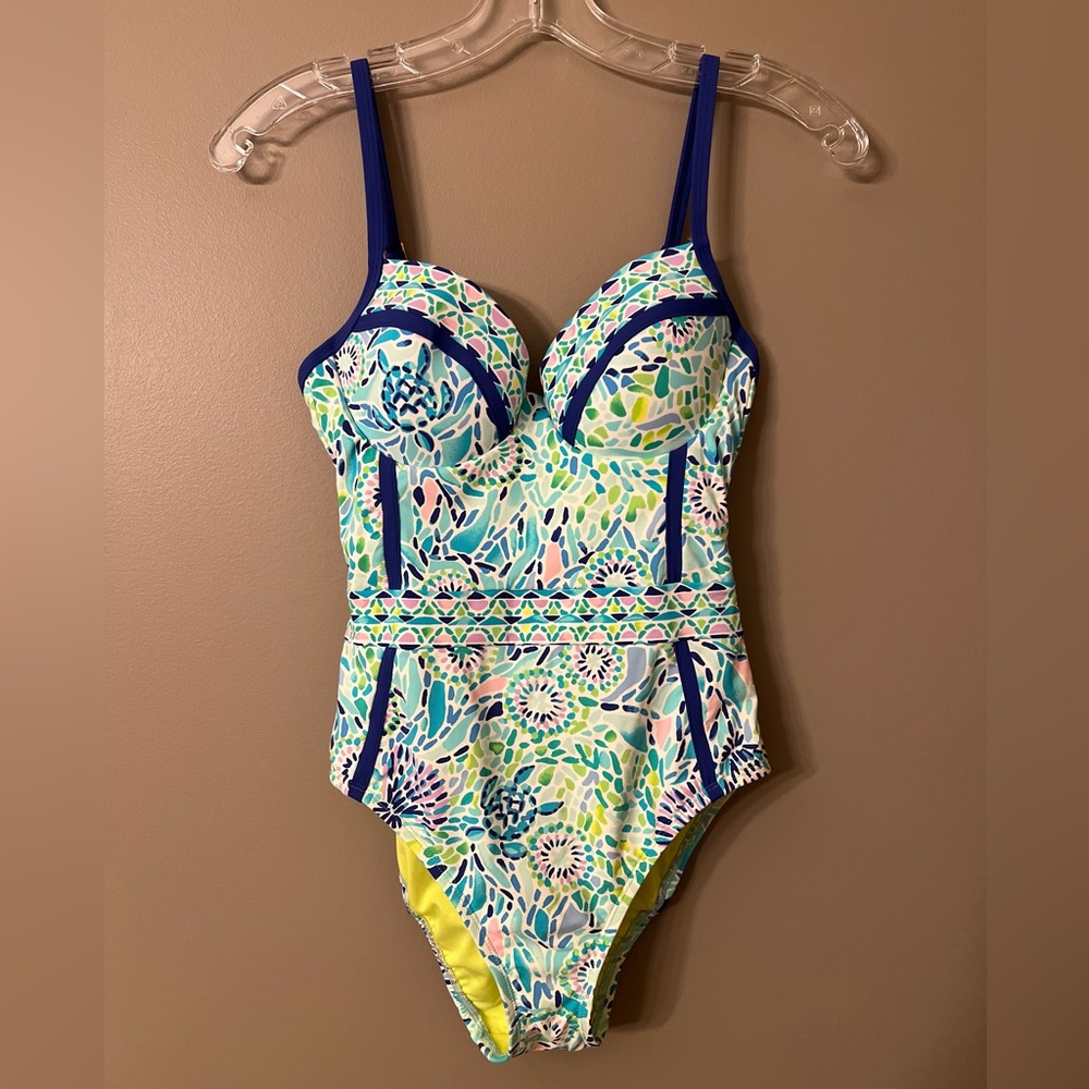 Lilly Pulitzer Palma One Piece Blue Ibiza Open Water Engineered Swimsuit - Picture 2 of 8